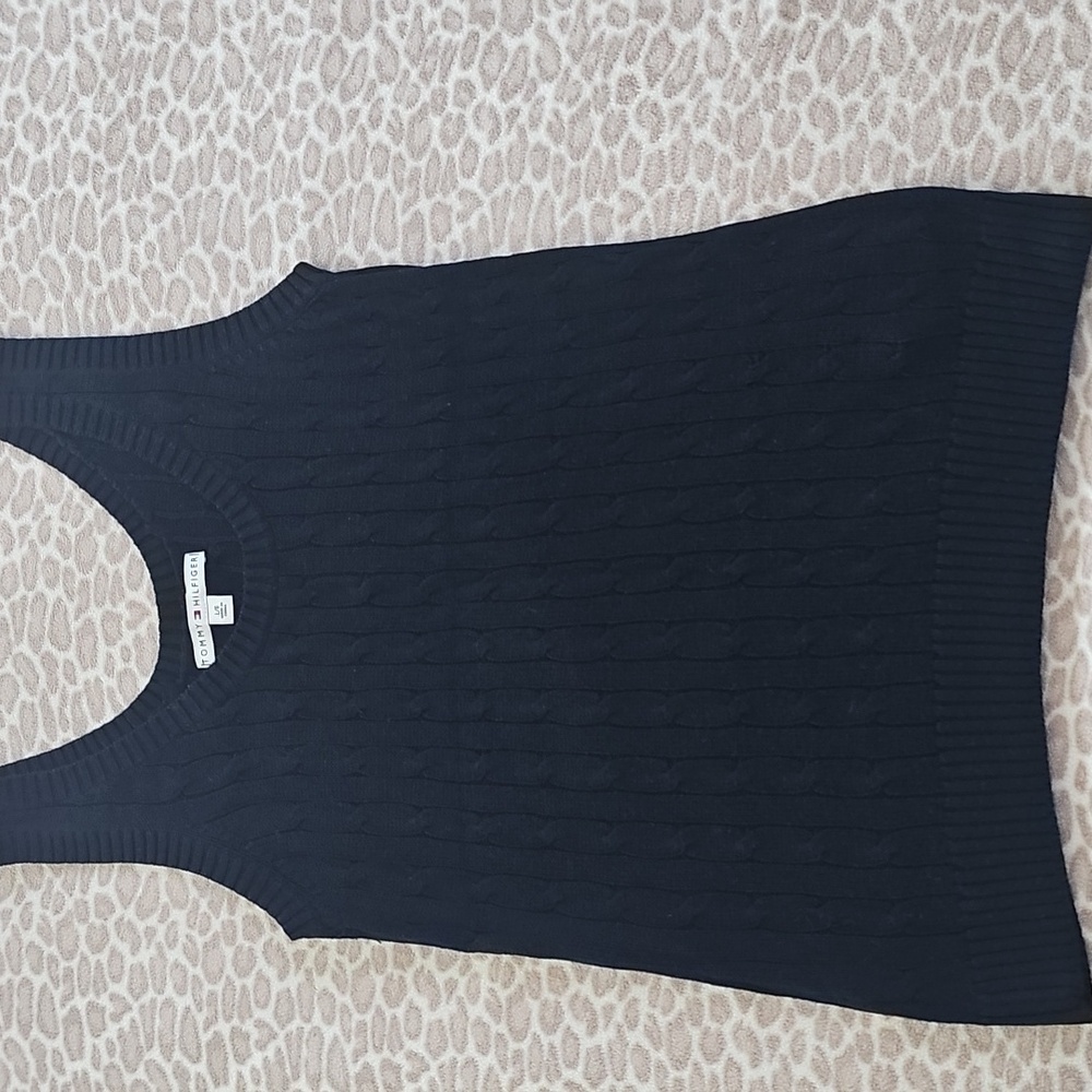 Black TOMMY HILFIGER SIZE L Cable Knit Tank Top Black LIKE NEW
